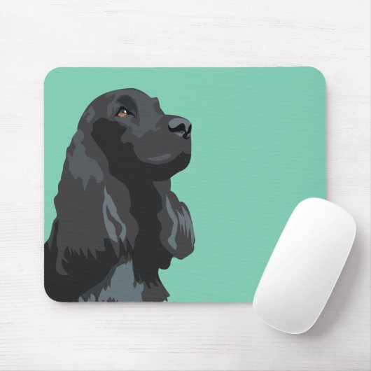 Cocker Spaniel - Zwart - Breedte Sjablonen Muismat (Met muis)