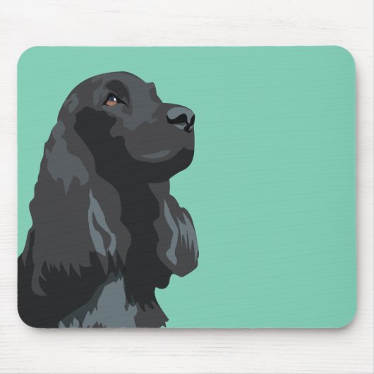 Cocker Spaniel - Zwart - Breedte Sjablonen Muismat (Voorkant)