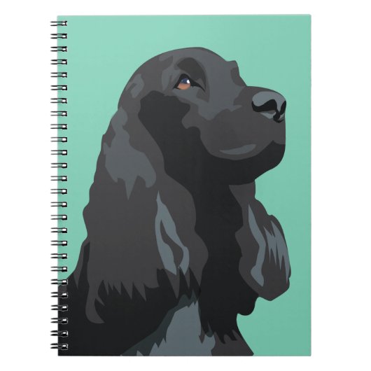 Cocker Spaniel - Zwart - Breedte Sjablonen Notitieboek (Voorkant)