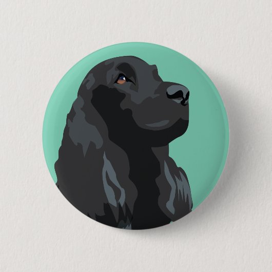 Cocker Spaniel - Zwart - Breedte Sjablonen Ronde Button 5,7 Cm (Voorkant)