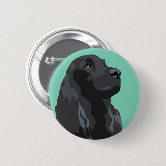 Cocker Spaniel - Zwart - Breedte Sjablonen Ronde Button 5,7 Cm (Voorkant /achterkant)