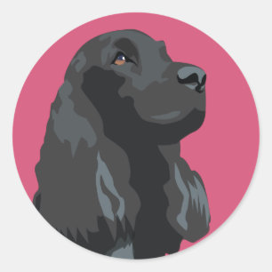 Cocker Spaniel - Zwart - Breedte Sjablonen Ronde Sticker