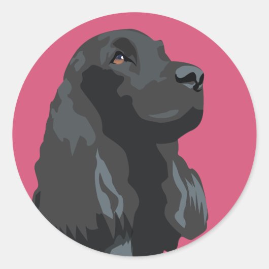 Cocker Spaniel - Zwart - Breedte Sjablonen Ronde Sticker (Voorkant)