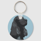 Cocker Spaniel - Zwart - Breedte Sjablonen Sleutelhanger (Voorkant)