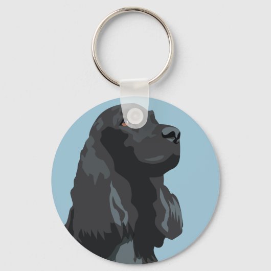 Cocker Spaniel - Zwart - Breedte Sjablonen Sleutelhanger (Voorkant)