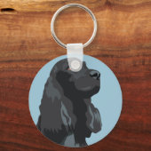 Cocker Spaniel - Zwart - Breedte Sjablonen Sleutelhanger (Voorkant)