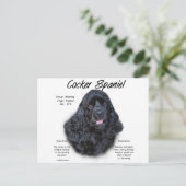 Cocker Spaniel (zwart) Geschiedenis Ontwerp Briefkaart (Staand voorkant)