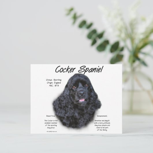 Cocker Spaniel (zwart) Geschiedenis Ontwerp Briefkaart (Staand voorkant)
