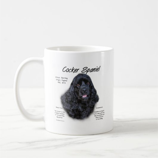 Cocker Spaniel (zwart) Geschiedenis Ontwerp Koffiemok (Links)