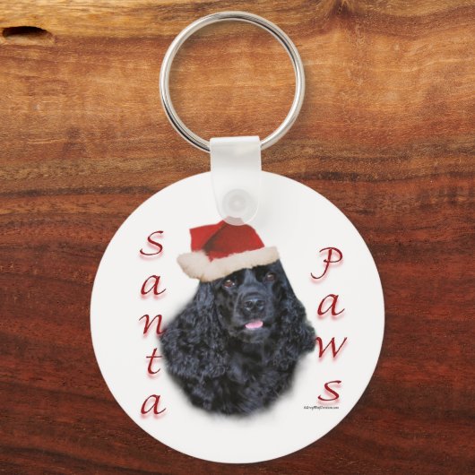 Cocker Spaniel (zwart) Santa Paws Sleutelhanger (Achterkant)