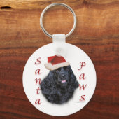 Cocker Spaniel (zwart) Santa Paws Sleutelhanger (Voorkant)