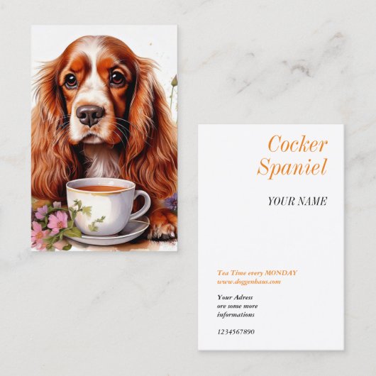 Cocker Spaniel zwart wit Visitekaartje (Voorkant / Achterkant)
