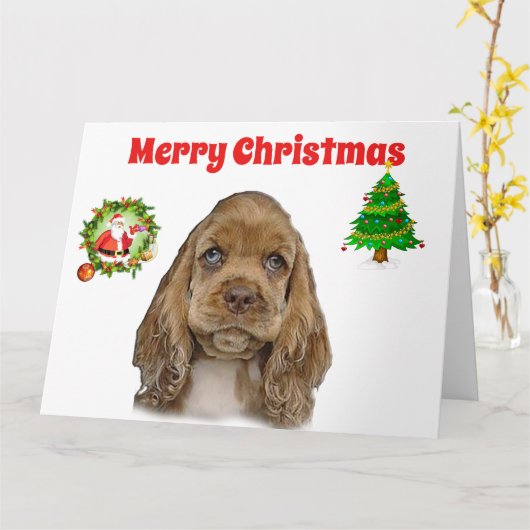 Cocker Spaniels Kerstkaarten Kaart (Gele Bloem)