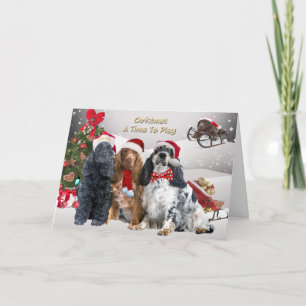 Cocker Spaniels Kerstmis een tijd om te spelen Feestdagen Kaart