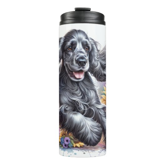 Cocker Spaniel's Sunny Floral Frolic Thermosbeker (Voorkant)