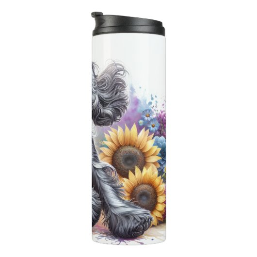 Cocker Spaniel's Sunny Floral Frolic Thermosbeker (Geroteerd rechts)