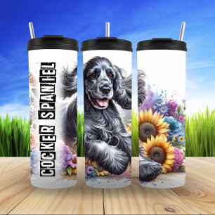 Cocker Spaniel's Sunny Floral Frolic Thermosbeker