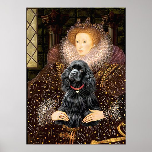 Cocker (zwart) - koningin poster (Voorkant)