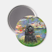 Cocker (zwart) - Lilies 2 Magneet (Voorkant / Achterkant)