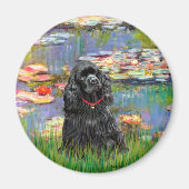 Cocker (zwart) - Lilies 2 Magneet (Voorkant)