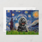 Cocker (zwart) - Sterrennacht Briefkaart (Voorkant / Achterkant)