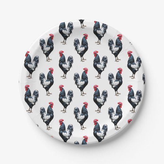Cockerel Chicken Pattern Design Papieren Bordje (Voorkant)