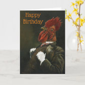 Cockerel Gentleman Verjaardag Kaart (Gele Bloem)