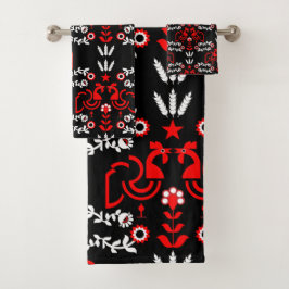 Cockerel Scandinavische volkskunst Bad Handdoek