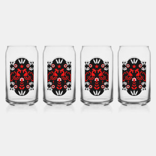 Cockerel Scandinavische volkskunst Blikvorm Glas