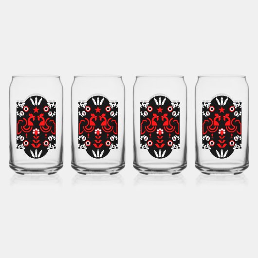 Cockerel Scandinavische volkskunst Blikvorm Glas (Voorkant)
