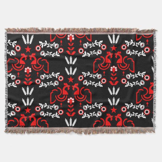 Cockerel Scandinavische volkskunst Deken (Voorkant)