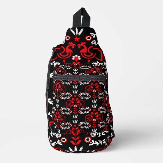 Cockerel Scandinavische volkskunst Sling Bag (Voorkant)