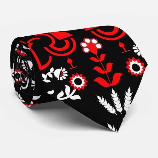 Cockerel Scandinavische volkskunst Stropdas (Opgerold)