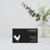 Cockerel Symbool - Wit op Zwart Visitekaartje (Staand voorkant)