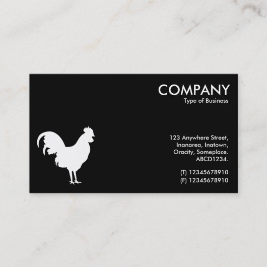 Cockerel Symbool - Wit op Zwart Visitekaartje (Voorkant)