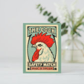 Cockerel vintage matchbox label Sweden Briefkaart (Staand voorkant)