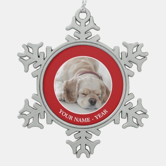 Cockerhond slaapt tin sneeuwvlok ornament (Voorkant)