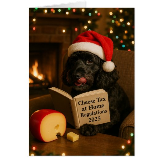 Cockerpoo 'Cheese Tax' Christmas card (Voorkant)