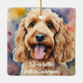Cockerpoo, het leven is beter met een Cockerpoo Keramisch Ornament (Achterkant)