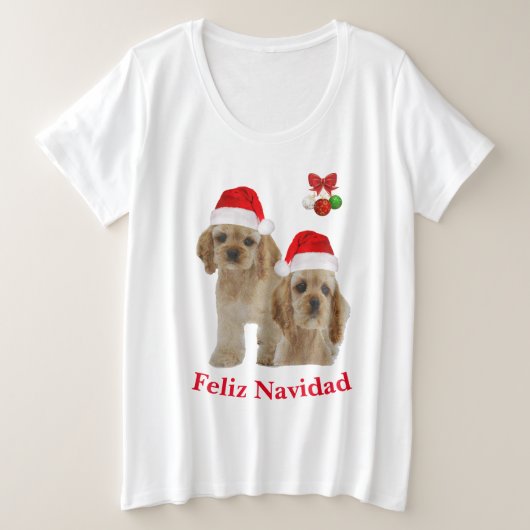 Cockerspaniel Feliz Navidad Grote Maat T-shirt (Design voorkant)