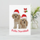 Cockerspaniel Feliz Navidad Kaart (Staand voorkant)