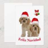 Cockerspaniel Feliz Navidad Kaart (Voorkant / Achterkant)