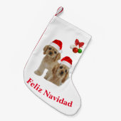 Cockerspaniel Feliz Navidad-kerststop Kleine Kerstsok (Voorkant (Hangend))