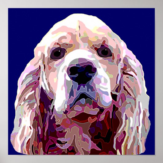Cockerspaniel in Poster met heldere kleuren (Voorkant)