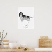 Cockerspaniel in zwart-wit- en aangepaste tekst poster (Keuken)