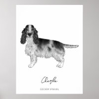 Cockerspaniel in zwart-wit- en aangepaste tekst