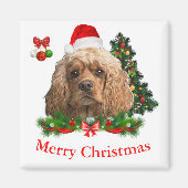 Cockerspaniel Kerstmis Magneet (Voorkant)