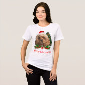 Cockerspaniel Kerstmis Tri-Blend Shirt (Voorkant volledig)