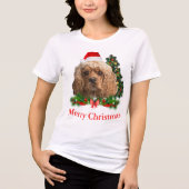 Cockerspaniel Kerstmis Tri-Blend Shirt (Voorkant)