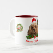 Cockerspaniel Kerstmis Tweekleurige Koffiemok (Voorkant links)